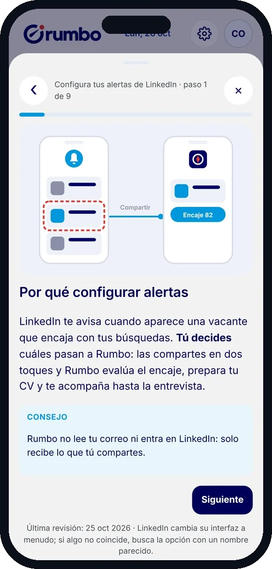 Guía visual para configurar alertas de LinkedIn